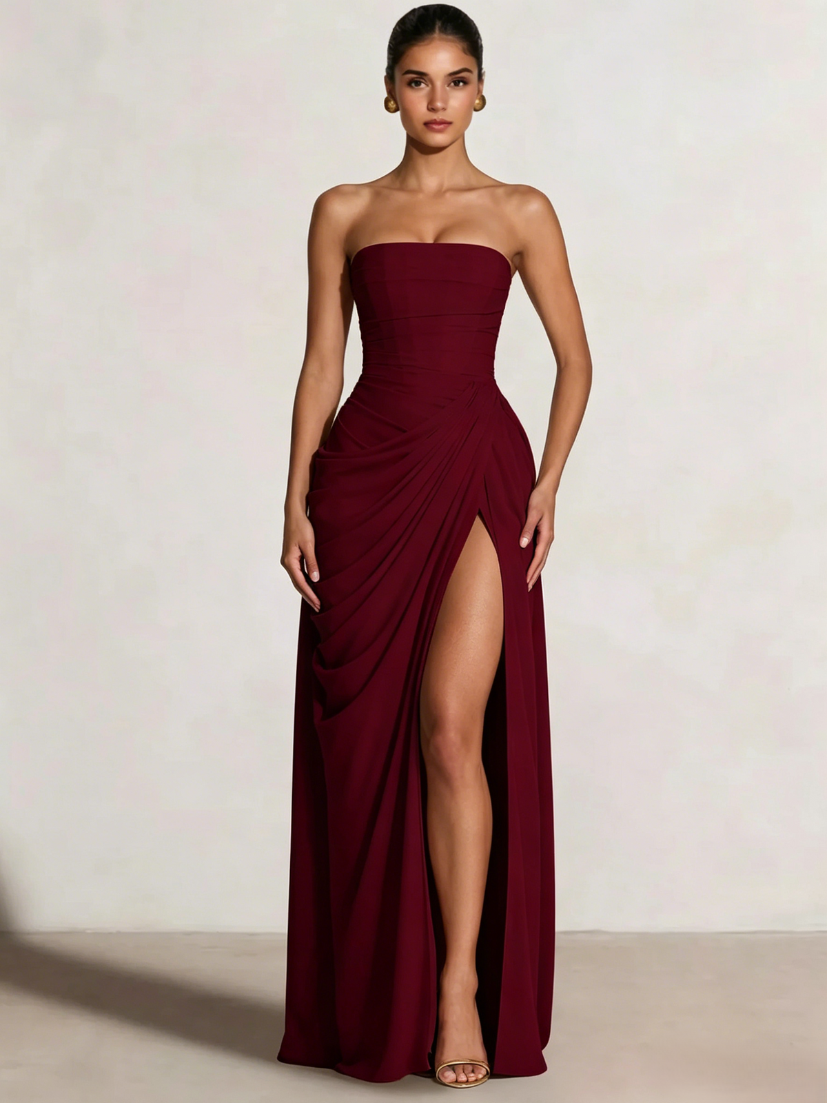 A-Line Strapless Stretch Crepe Prom Dress