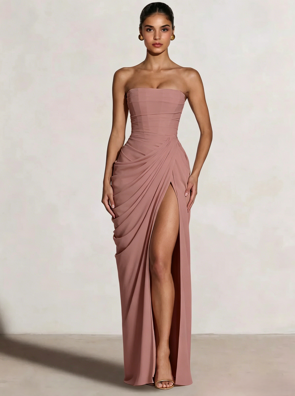 A-Line Strapless Stretch Crepe Prom Dress