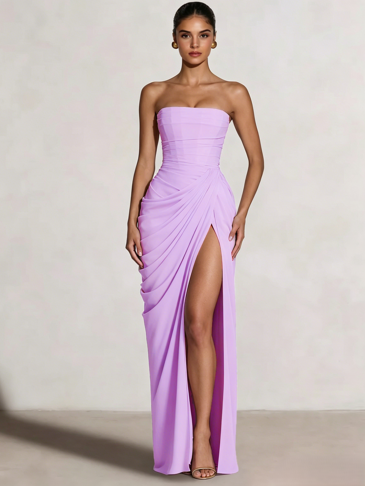 A-Line Strapless Stretch Crepe Prom Dress