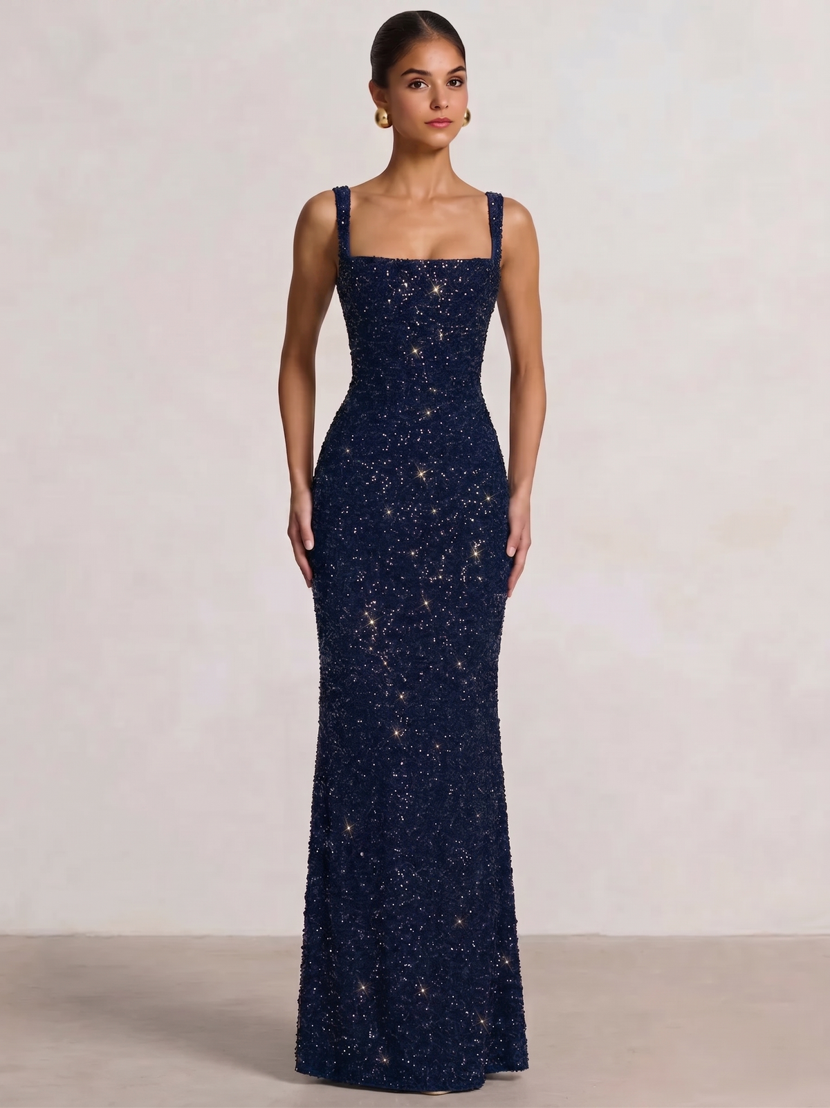 Mermaid Beaded Sequin Prom Dress with Spaghetti Straps