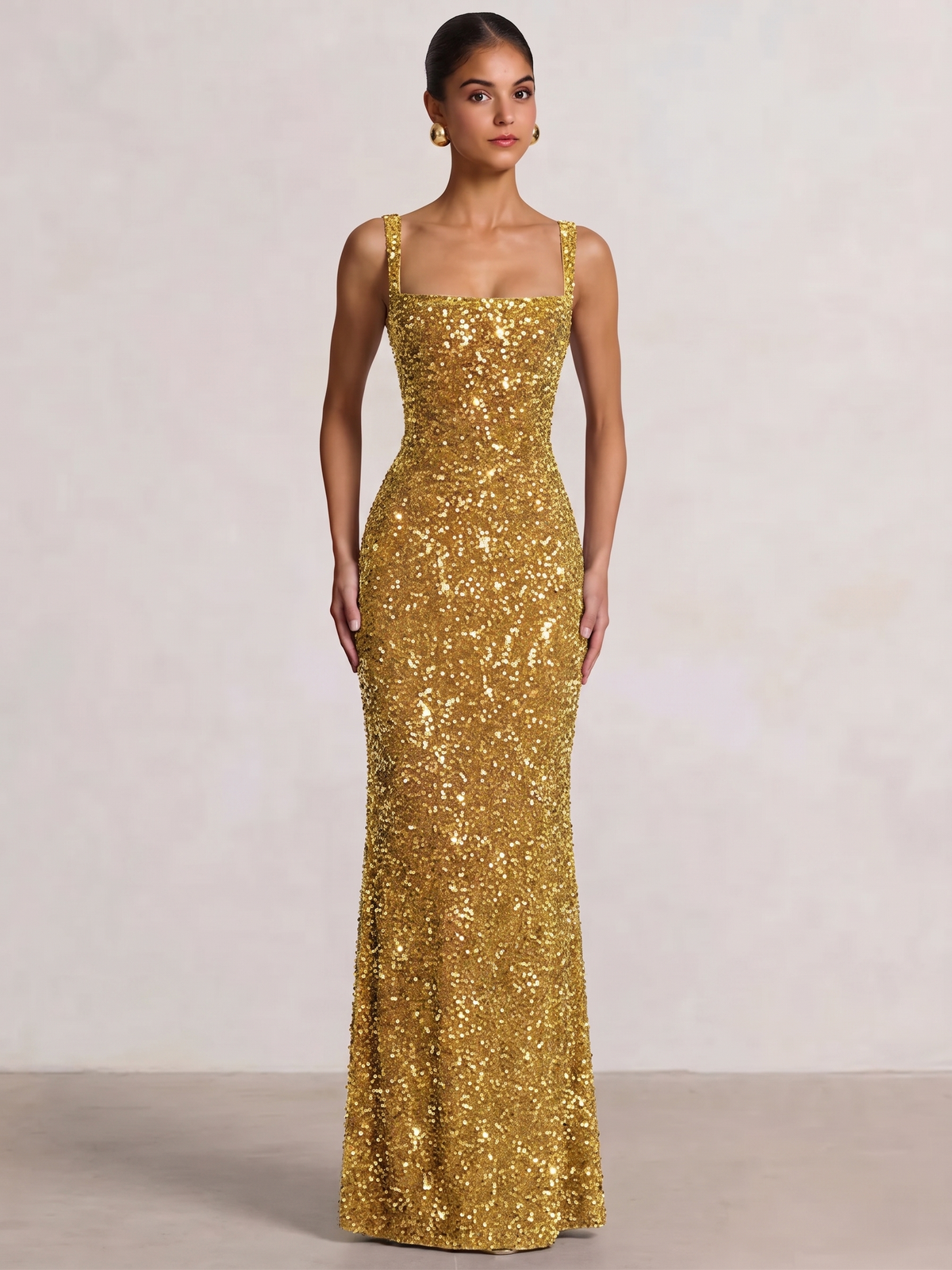 Mermaid Beaded Sequin Prom Dress with Spaghetti Straps