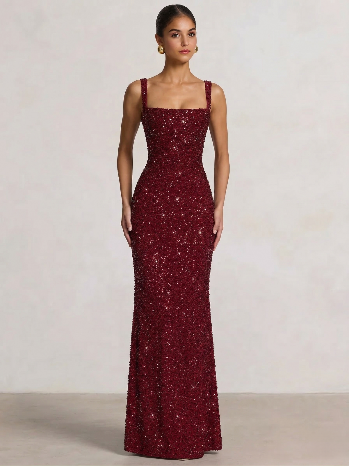 Mermaid Beaded Sequin Prom Dress with Spaghetti Straps