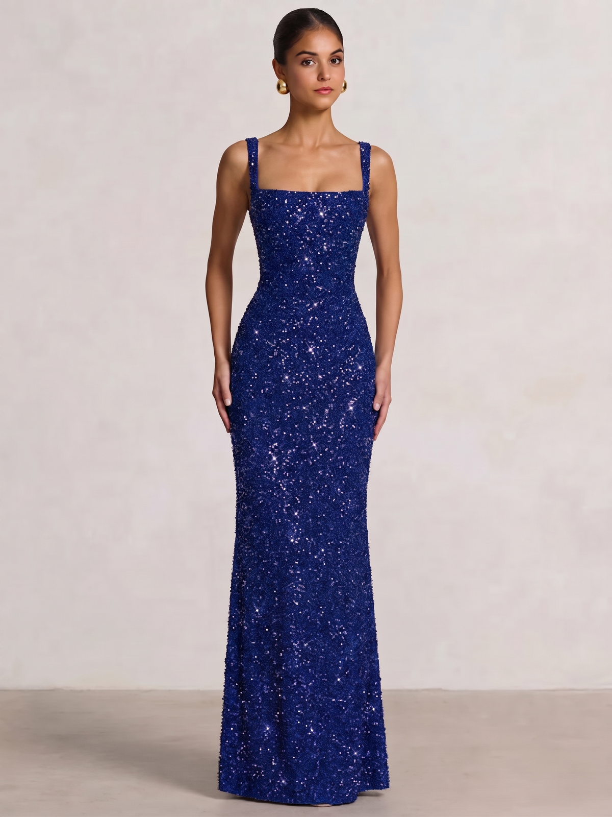 Mermaid Beaded Sequin Prom Dress with Spaghetti Straps