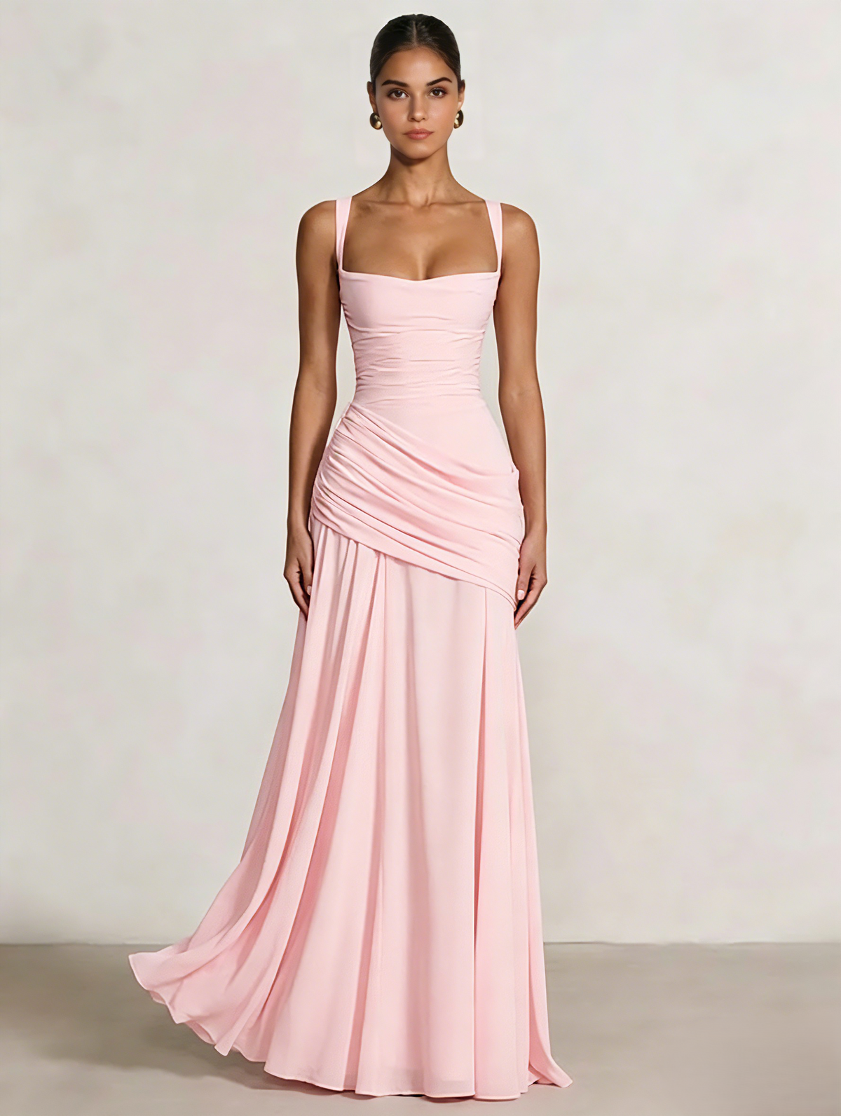 A-Line Ruched Chiffon Prom Dress with Spaghetti Straps