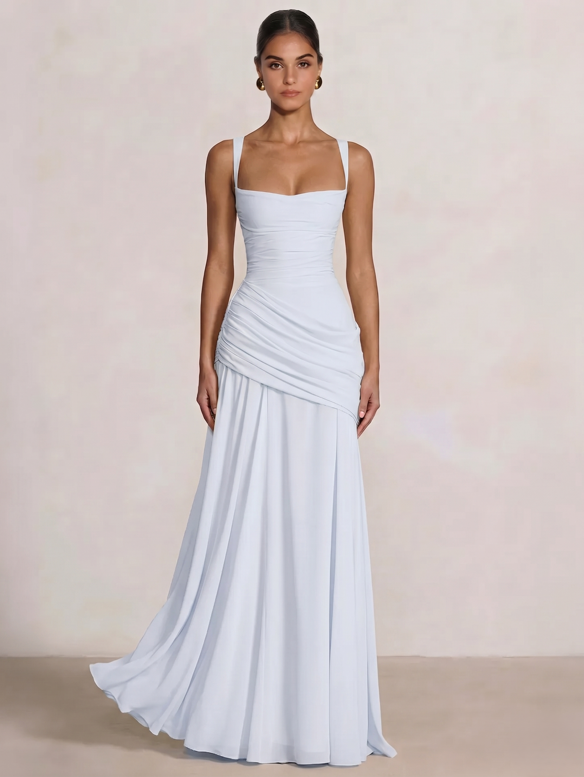 A-Line Ruched Chiffon Prom Dress with Spaghetti Straps