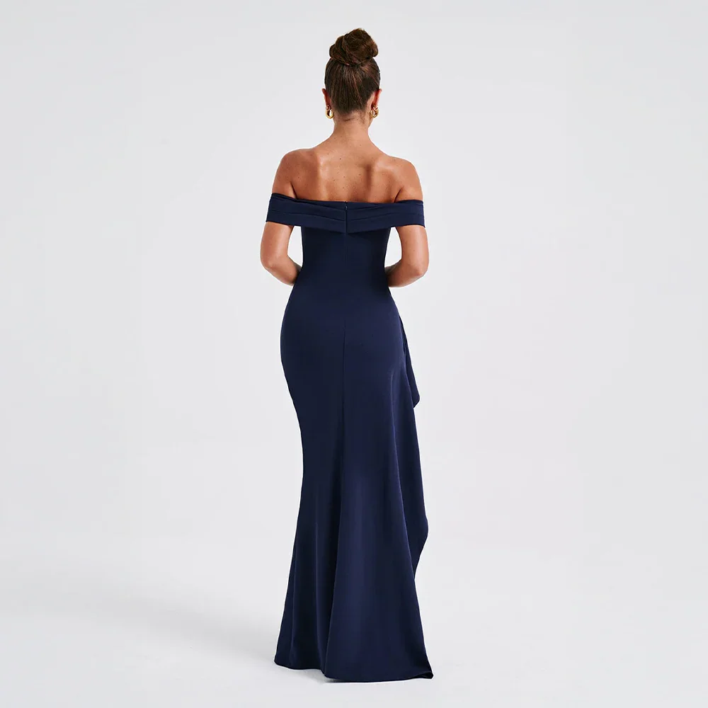 Off-Shoulder Maxi Dress with Slit