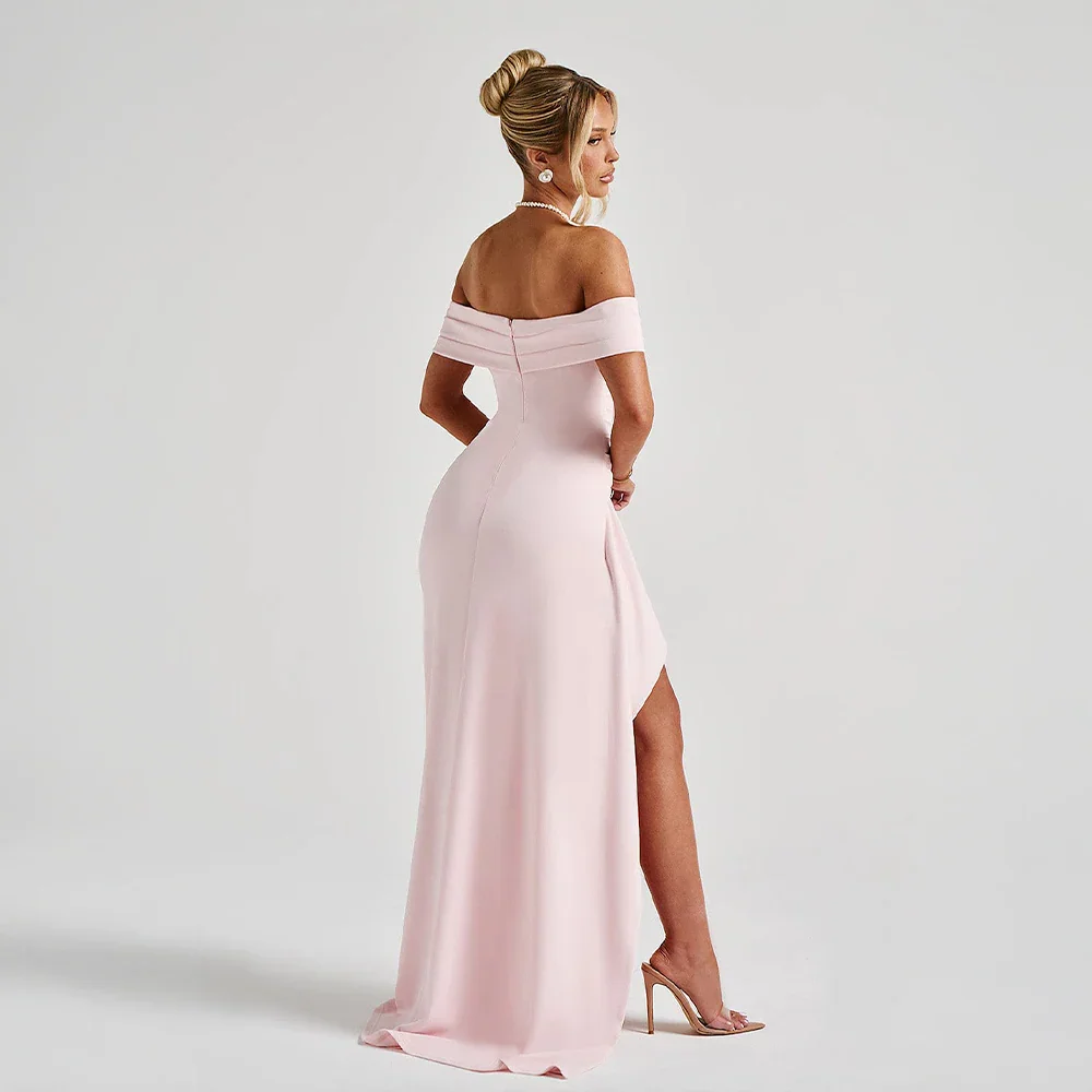 Off-Shoulder Maxi Dress with Slit