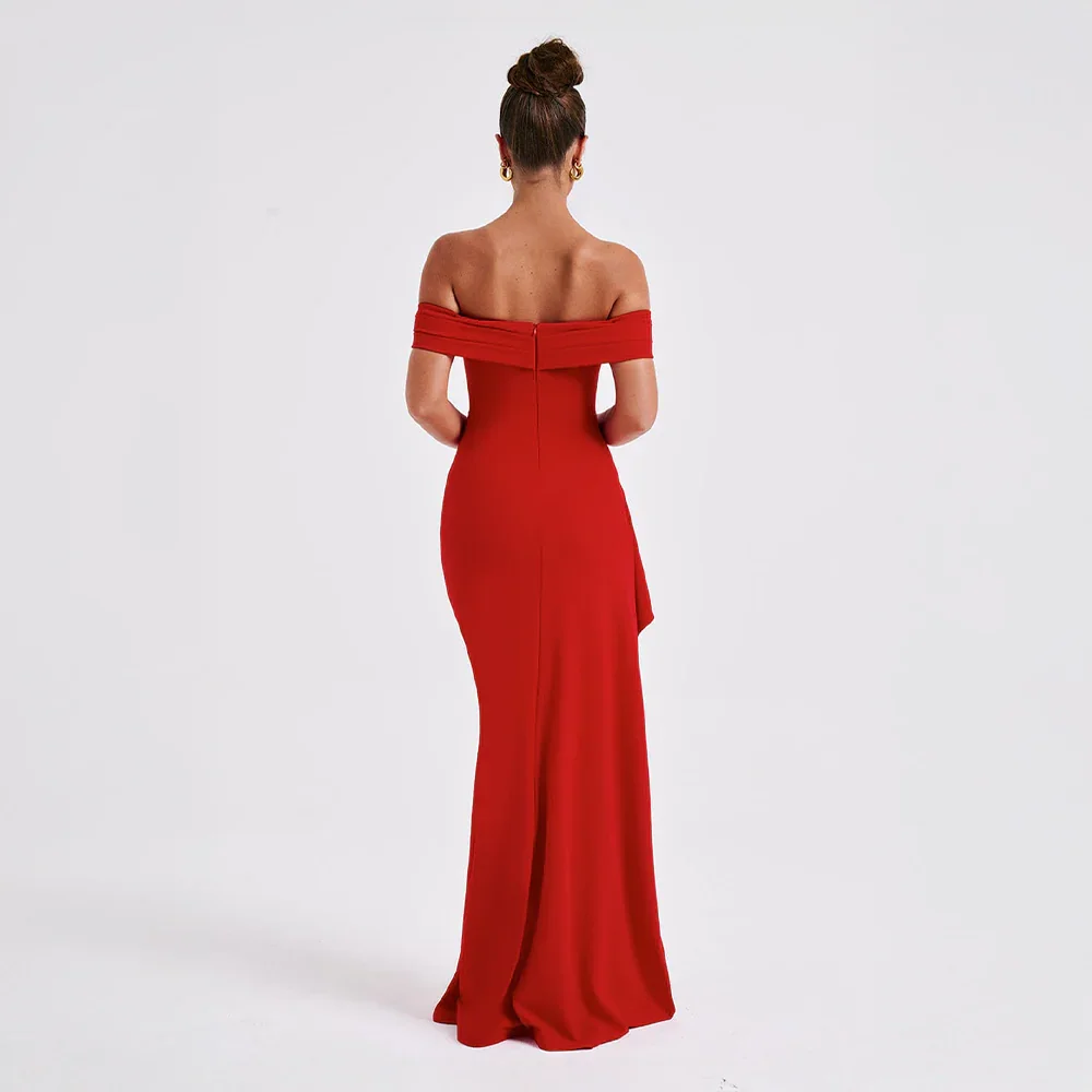 Off-Shoulder Maxi Dress with Slit