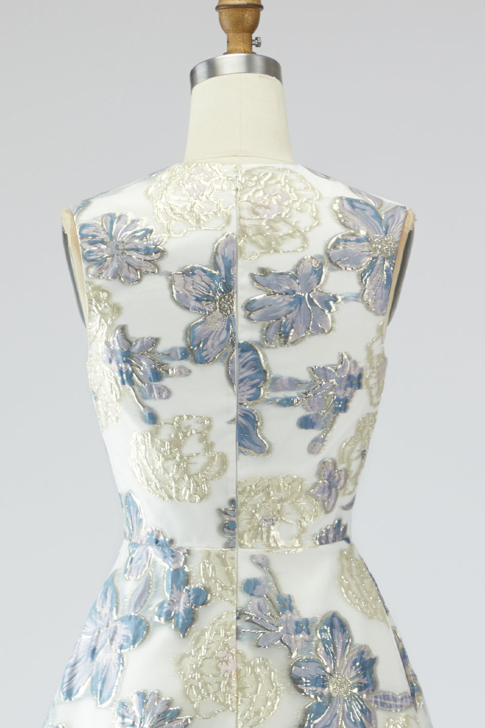A-Line Dusty Blue Floral Wedding Guest Dress with Pockets – Dusty Blue