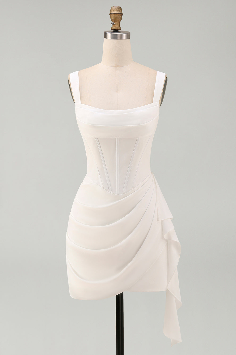 Bodycon Square-Neck Ruffle Mini Dress