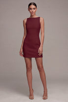 Bateau-Neck Satin Mini Engagement Dress