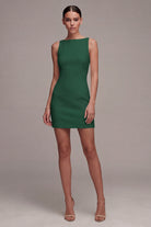 Bateau-Neck Satin Mini Engagement Dress