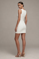 Bateau-Neck Satin Mini Engagement Dress