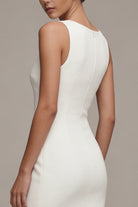 Bateau-Neck Satin Mini Engagement Dress