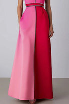 High-Neck Colour-Block Maxi Formal Dress – Pink