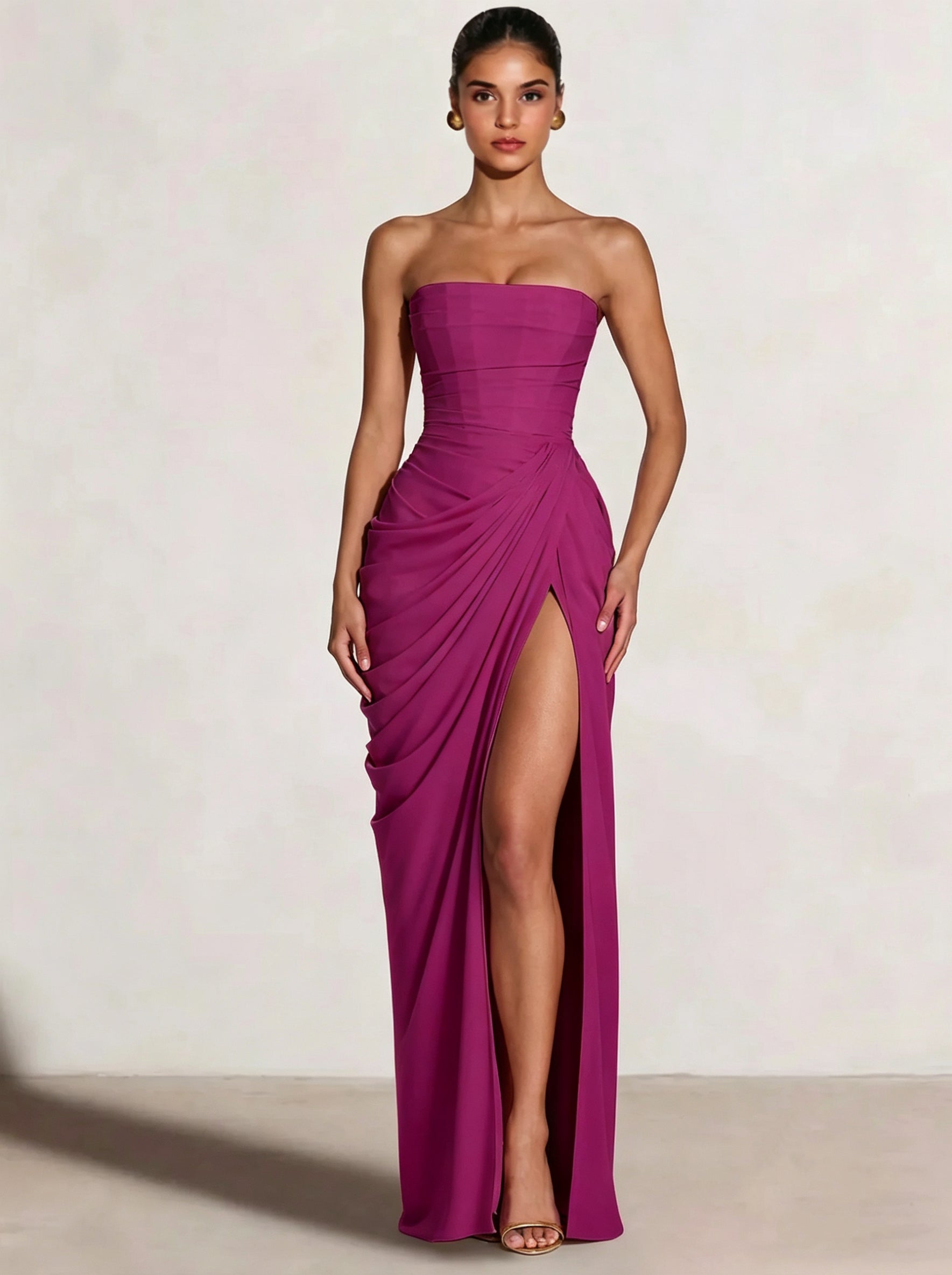 A-Line Strapless Stretch Crepe Prom Dress
