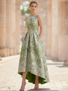 A-Line Floral Jacquard Sleeveless Cocktail Dress