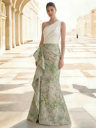 Sheath Floral Jacquard One-Shoulder Evening Dress