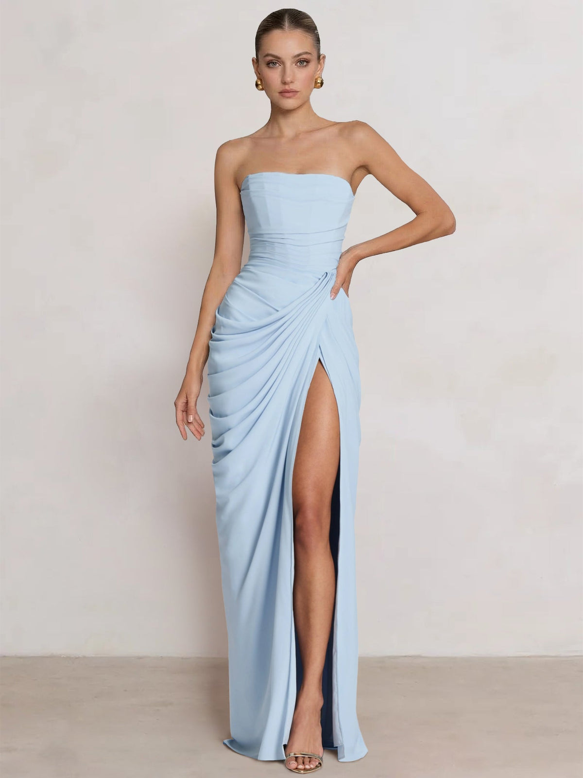 A-Line Strapless Stretch Crepe Prom Dress