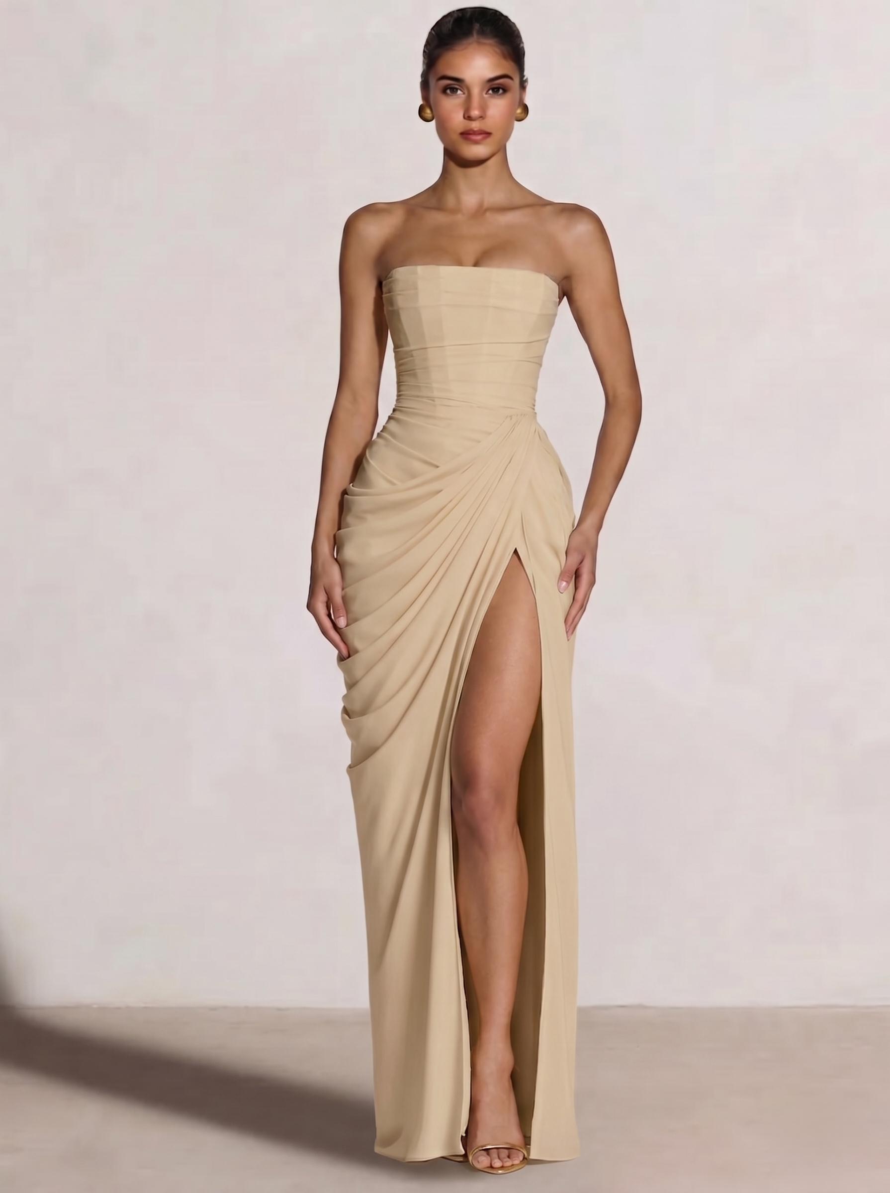 A-Line Strapless Stretch Crepe Prom Dress