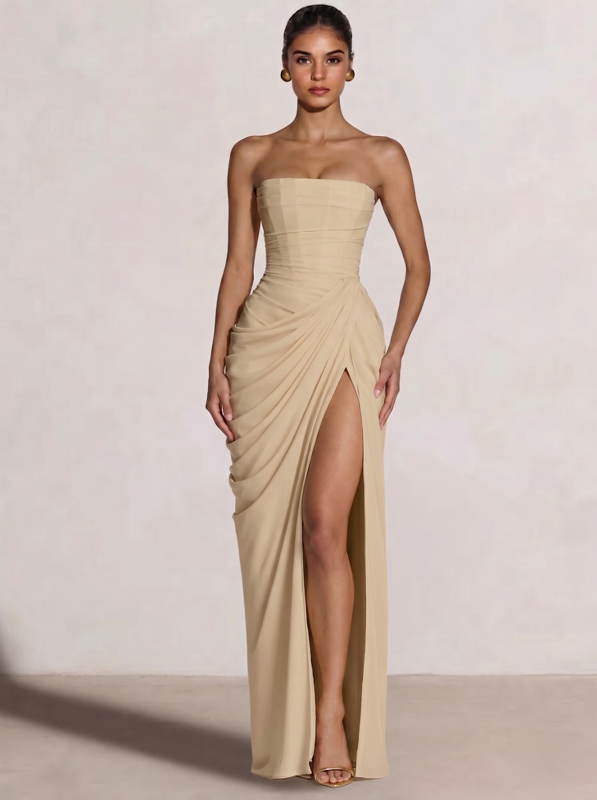 A-Line Strapless Stretch Crepe Prom Dress