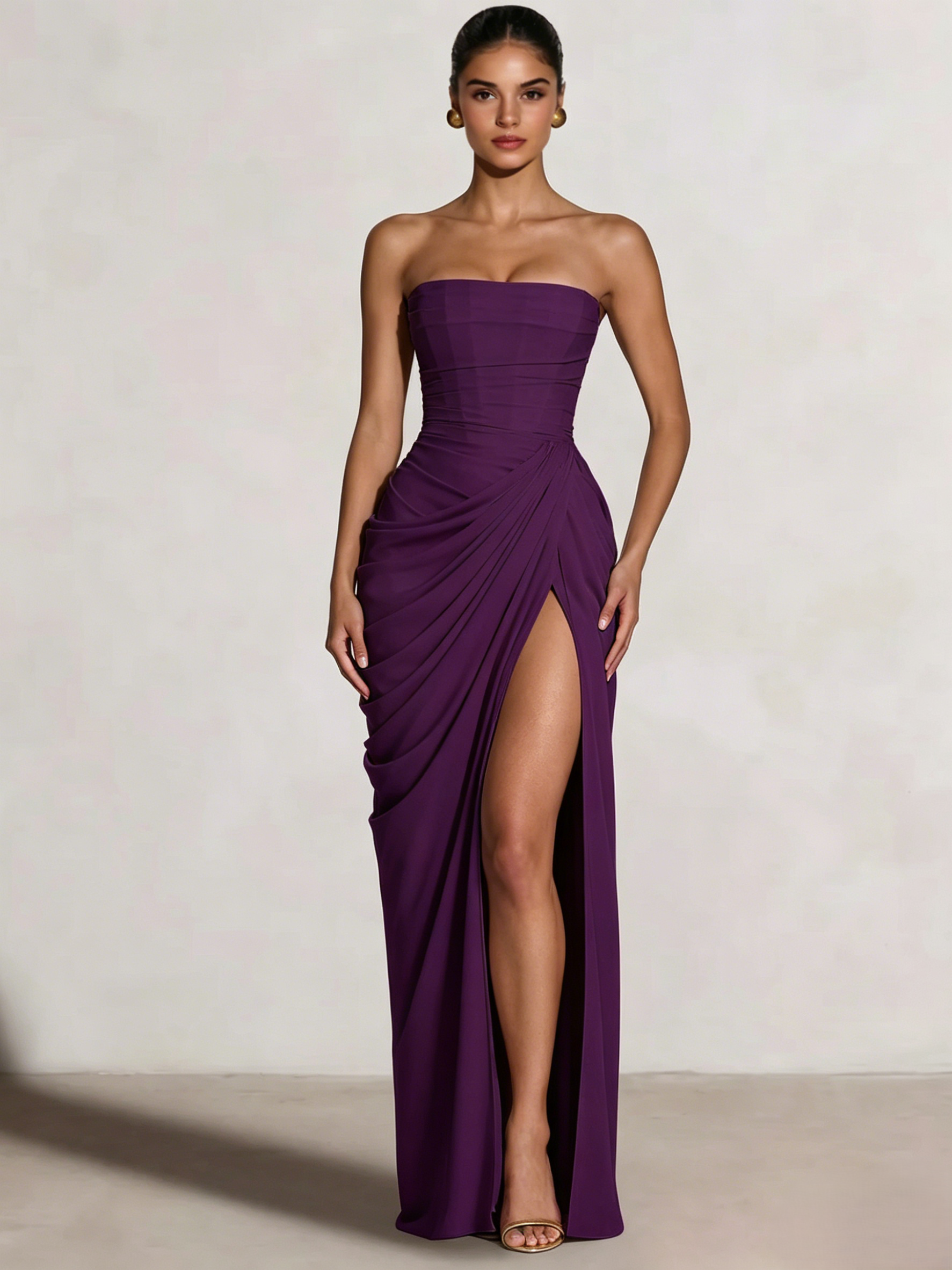 A-Line Strapless Stretch Crepe Prom Dress
