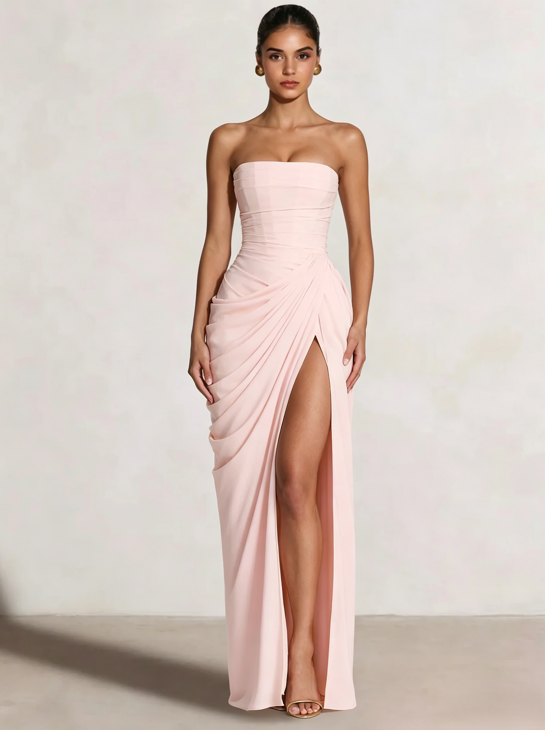 A-Line Strapless Stretch Crepe Prom Dress