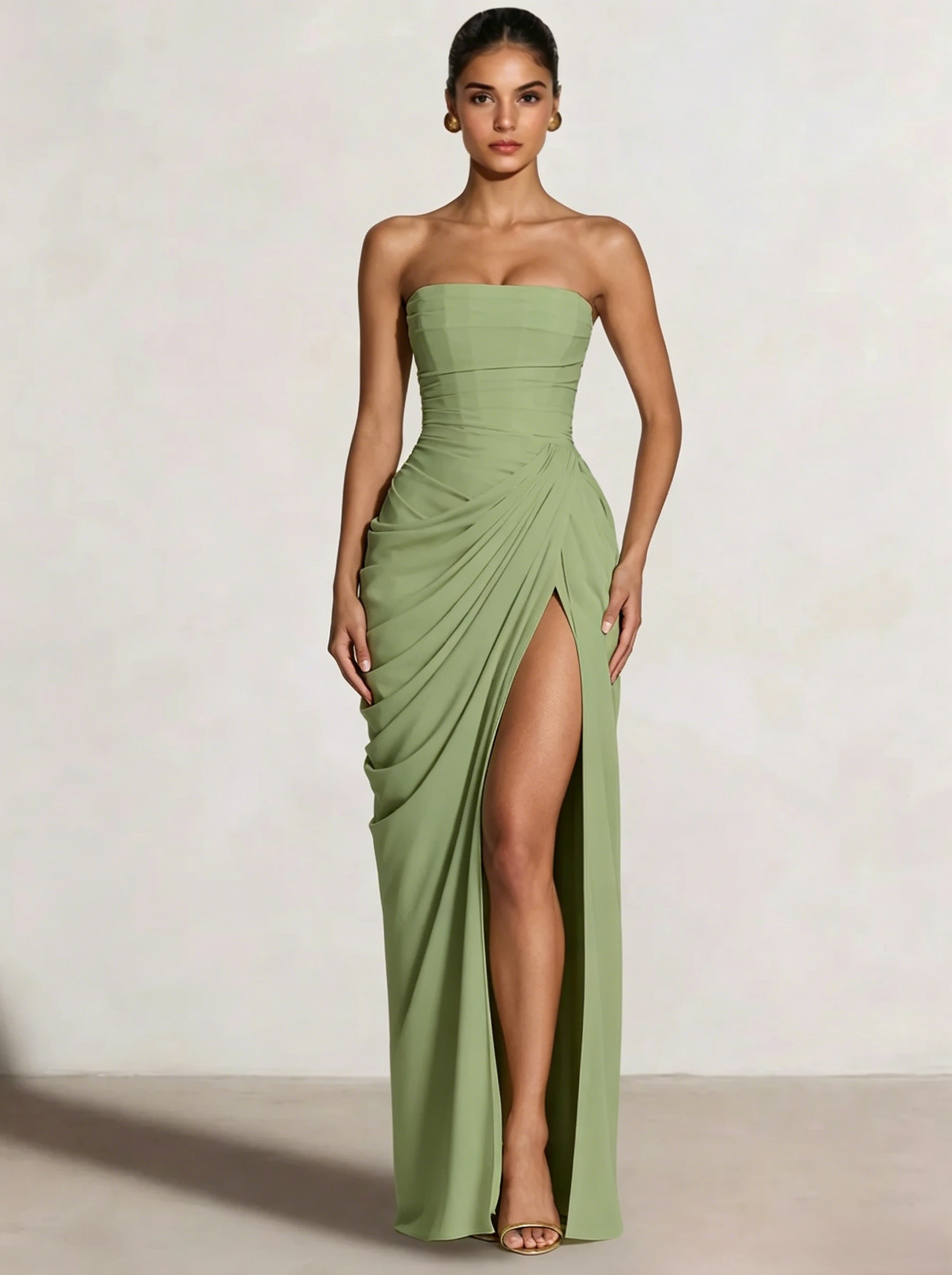 A-Line Strapless Stretch Crepe Prom Dress