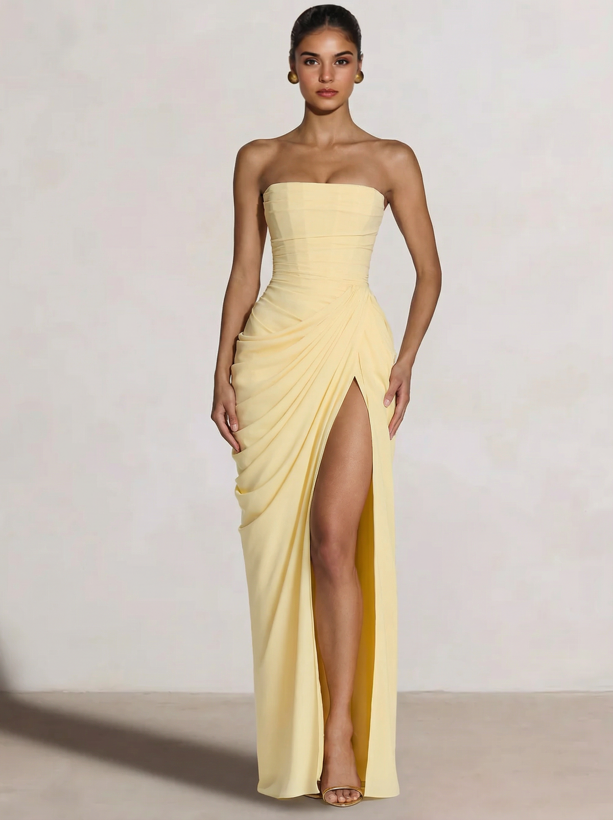 A-Line Strapless Stretch Crepe Prom Dress