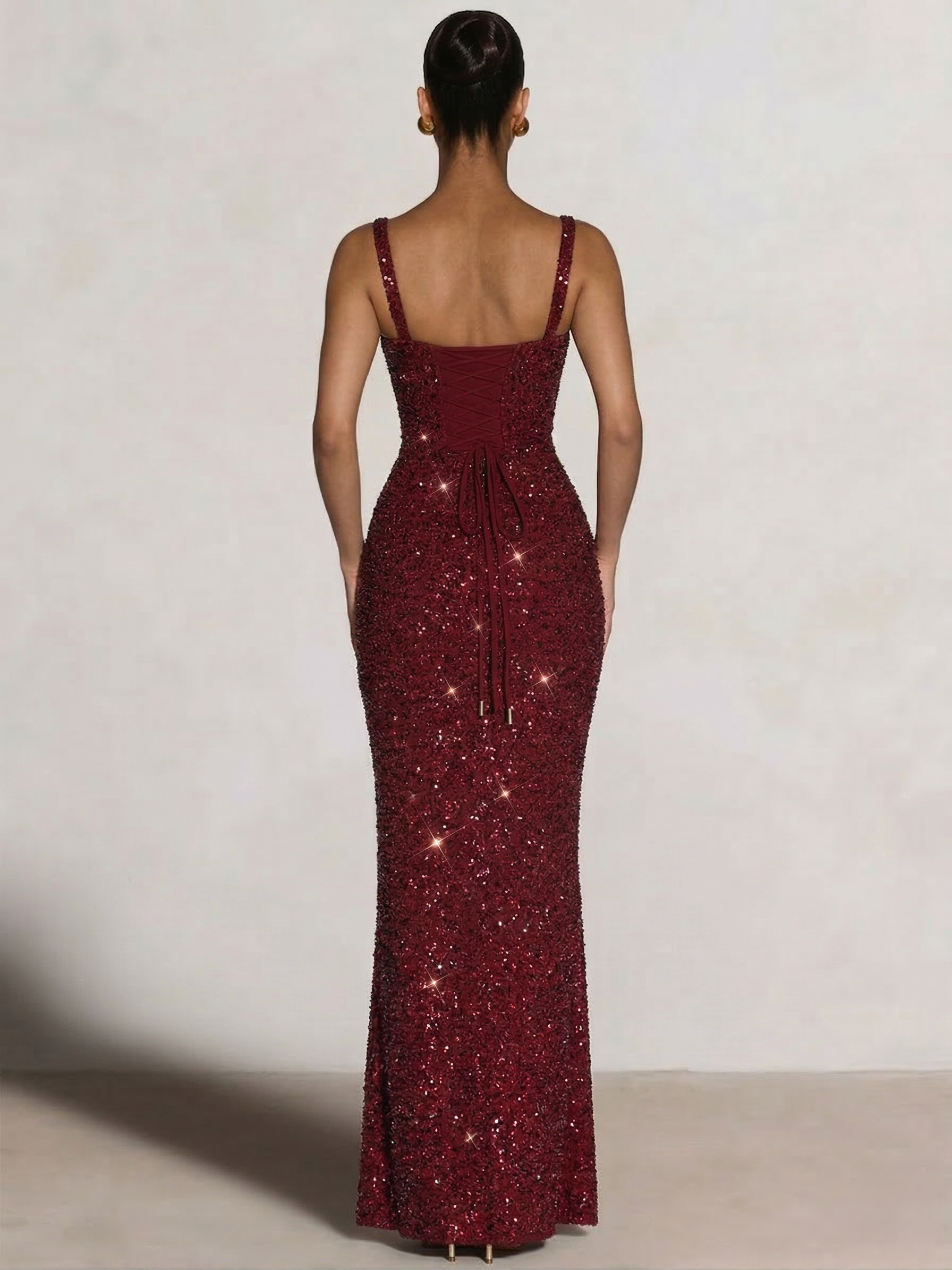 Mermaid Beaded Sequin Prom Dress with Spaghetti Straps