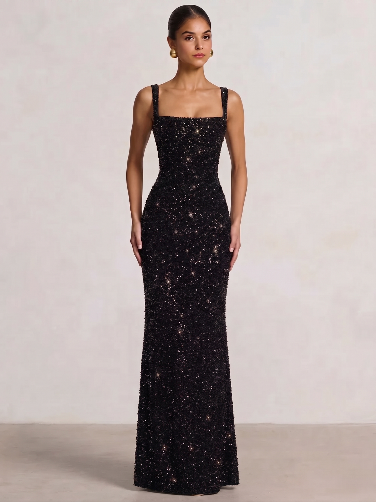 Mermaid Beaded Sequin Prom Dress with Spaghetti Straps