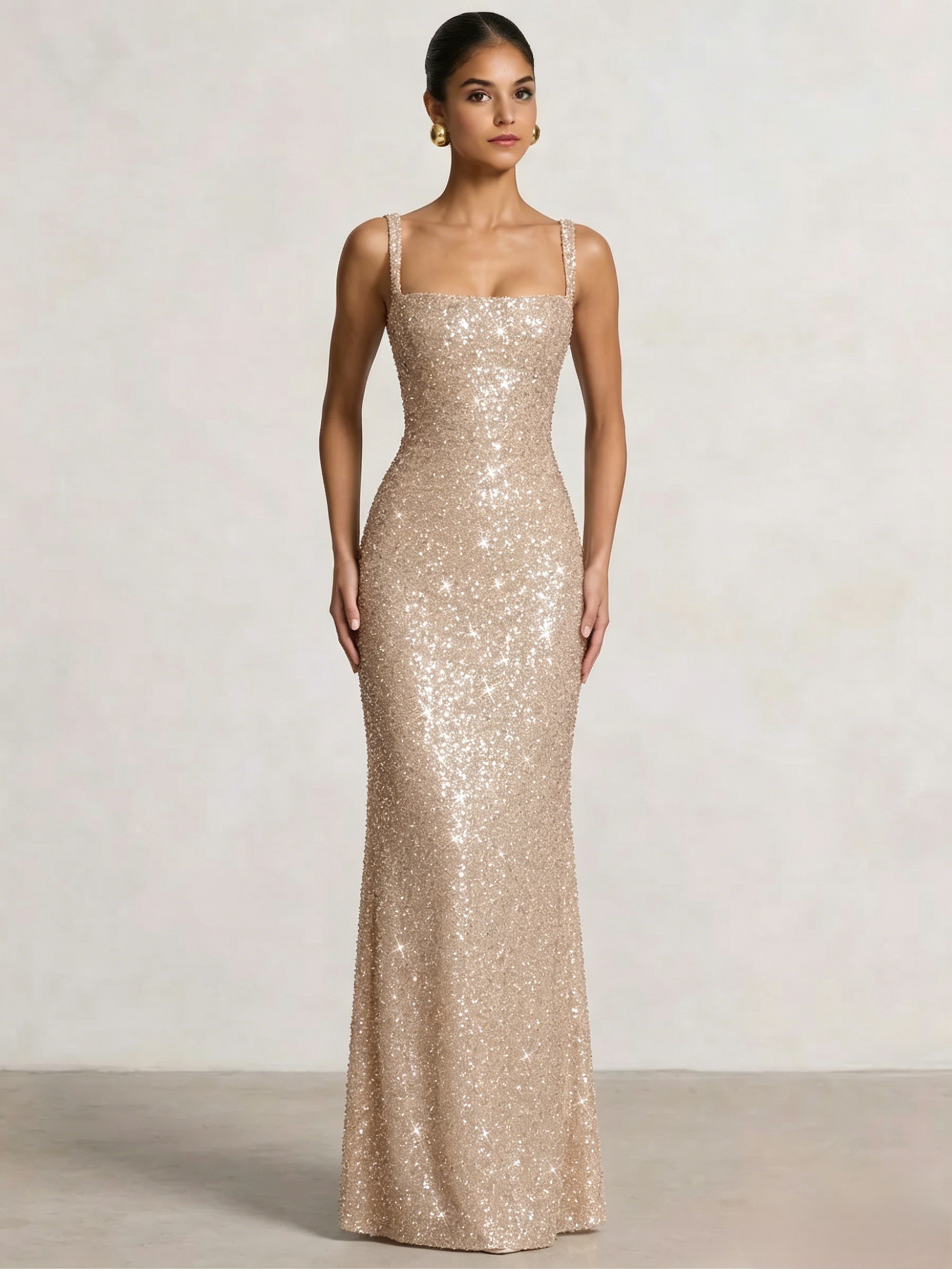 Mermaid Beaded Sequin Prom Dress with Spaghetti Straps