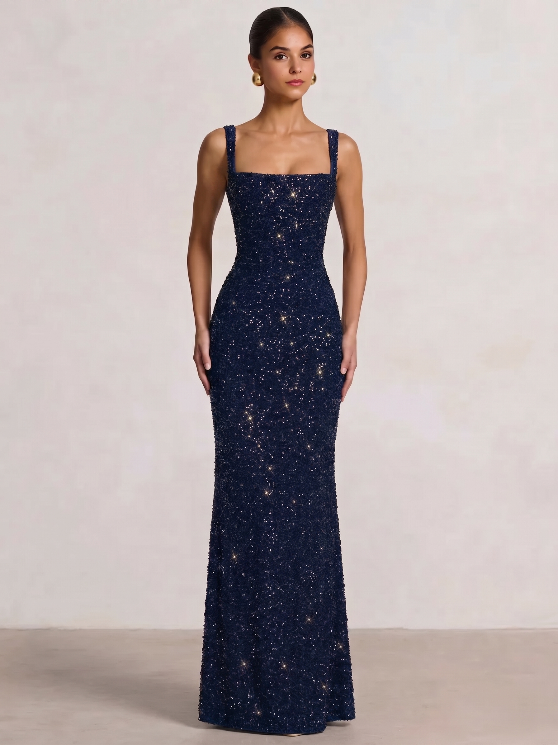 Mermaid Beaded Sequin Prom Dress with Spaghetti Straps