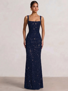 Mermaid Beaded Sequin Prom Dress with Spaghetti Straps