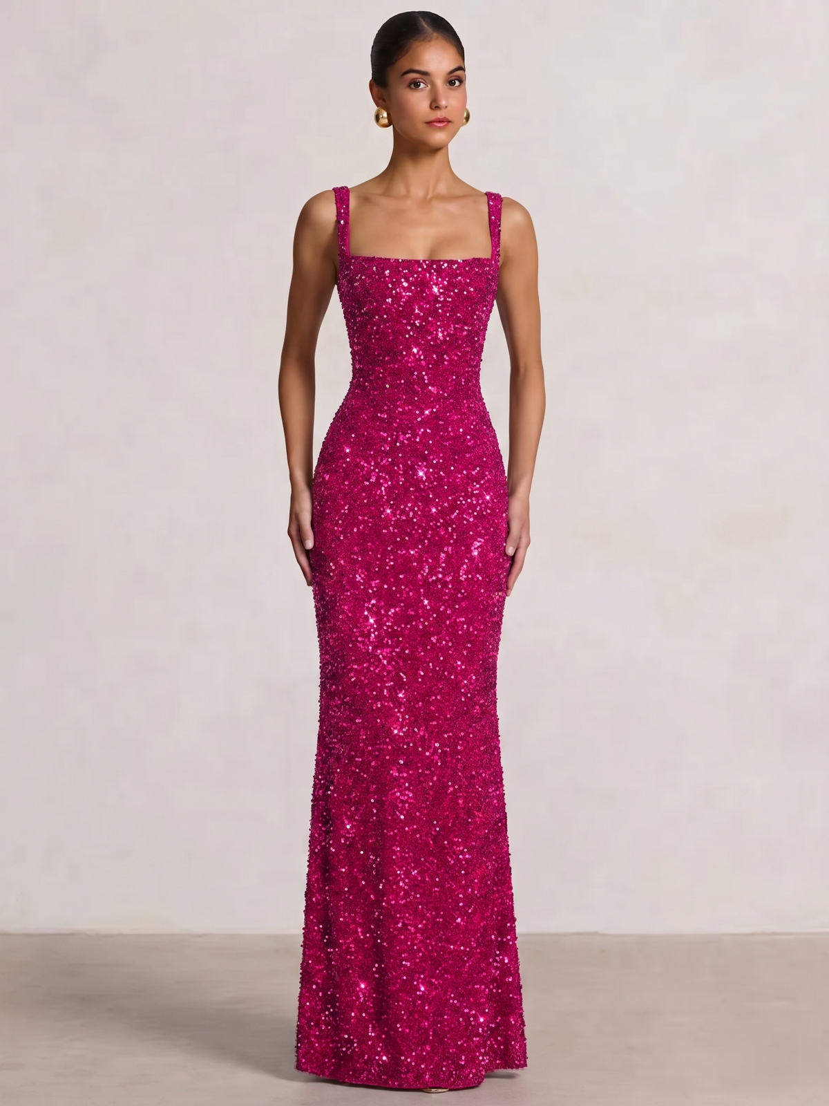 Mermaid Beaded Sequin Prom Dress with Spaghetti Straps