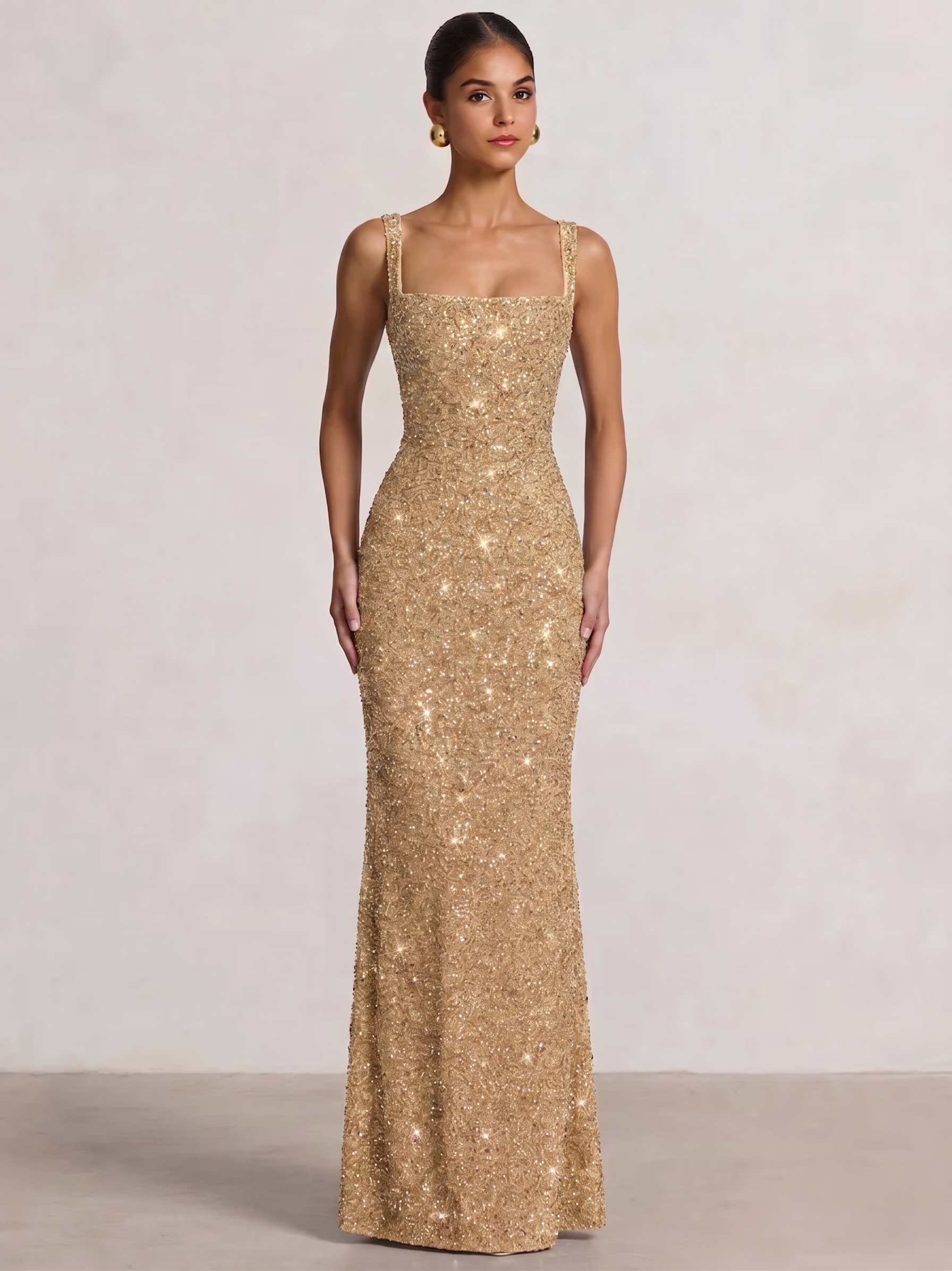 Mermaid Beaded Sequin Prom Dress with Spaghetti Straps