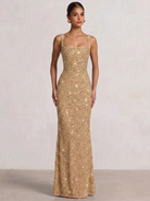Mermaid Beaded Sequin Prom Dress with Spaghetti Straps