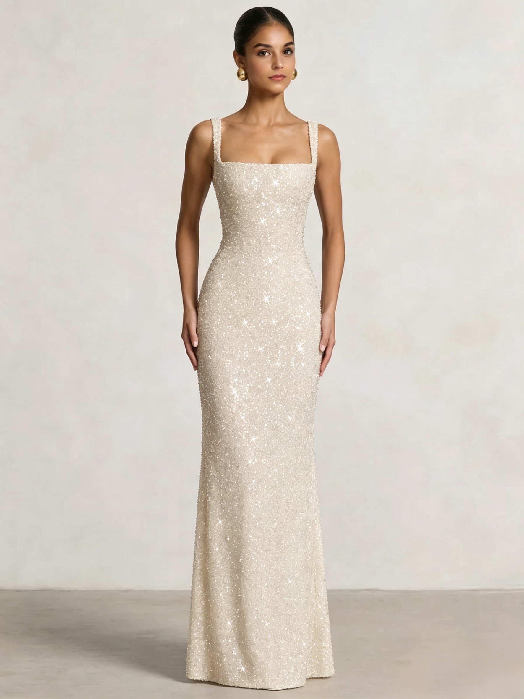 Mermaid Beaded Sequin Prom Dress with Spaghetti Straps