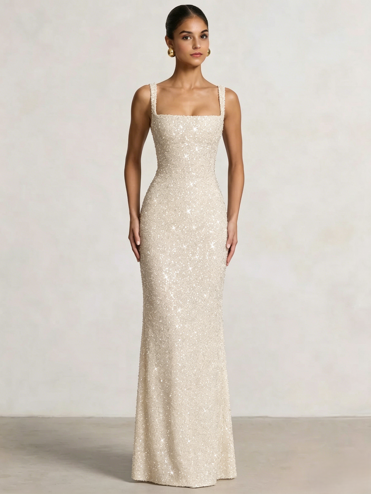 Mermaid Beaded Sequin Prom Dress with Spaghetti Straps
