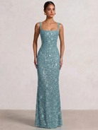 Mermaid Beaded Sequin Prom Dress with Spaghetti Straps