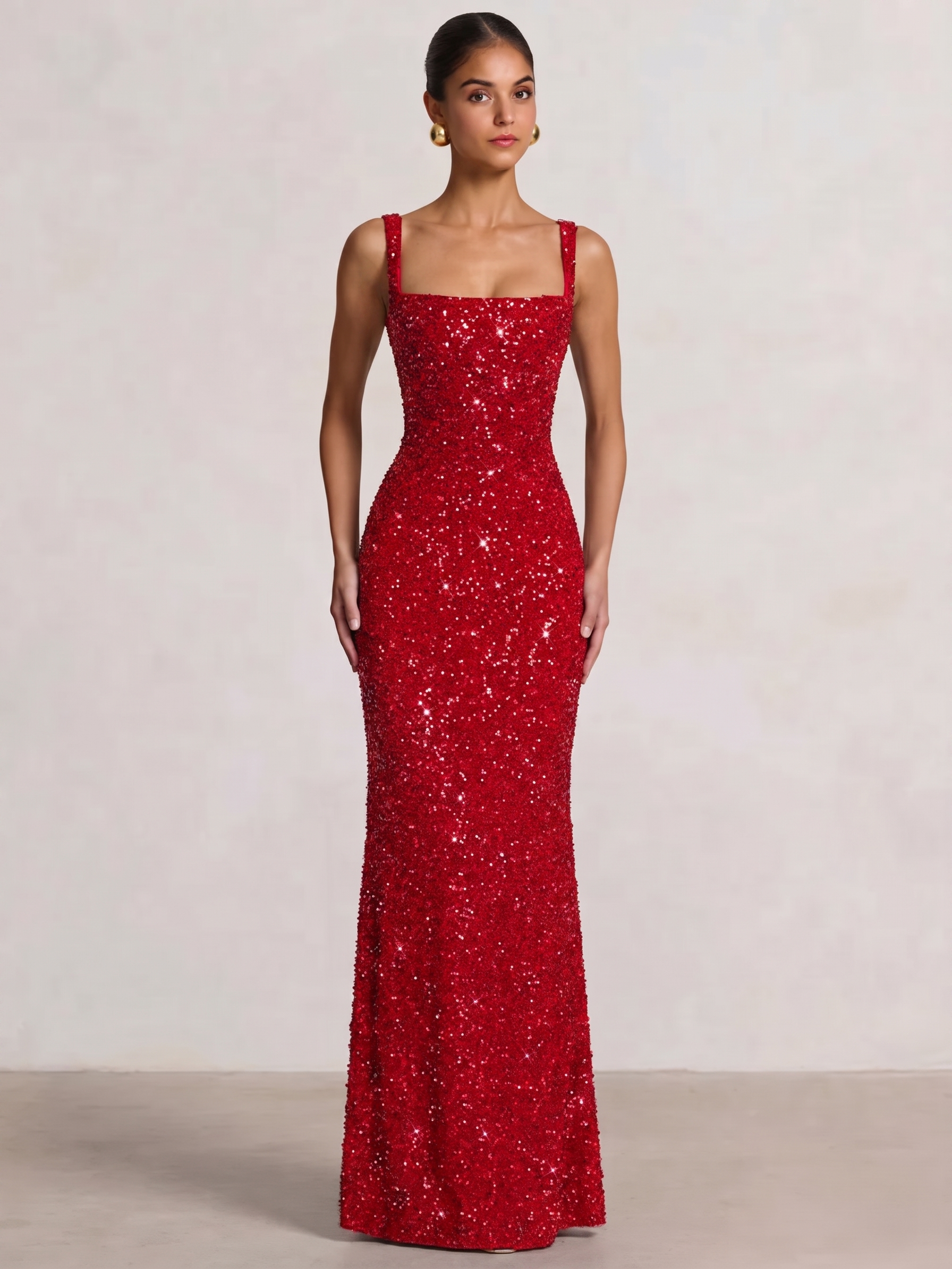 Mermaid Beaded Sequin Prom Dress with Spaghetti Straps