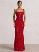 Mermaid Beaded Sequin Prom Dress with Spaghetti Straps