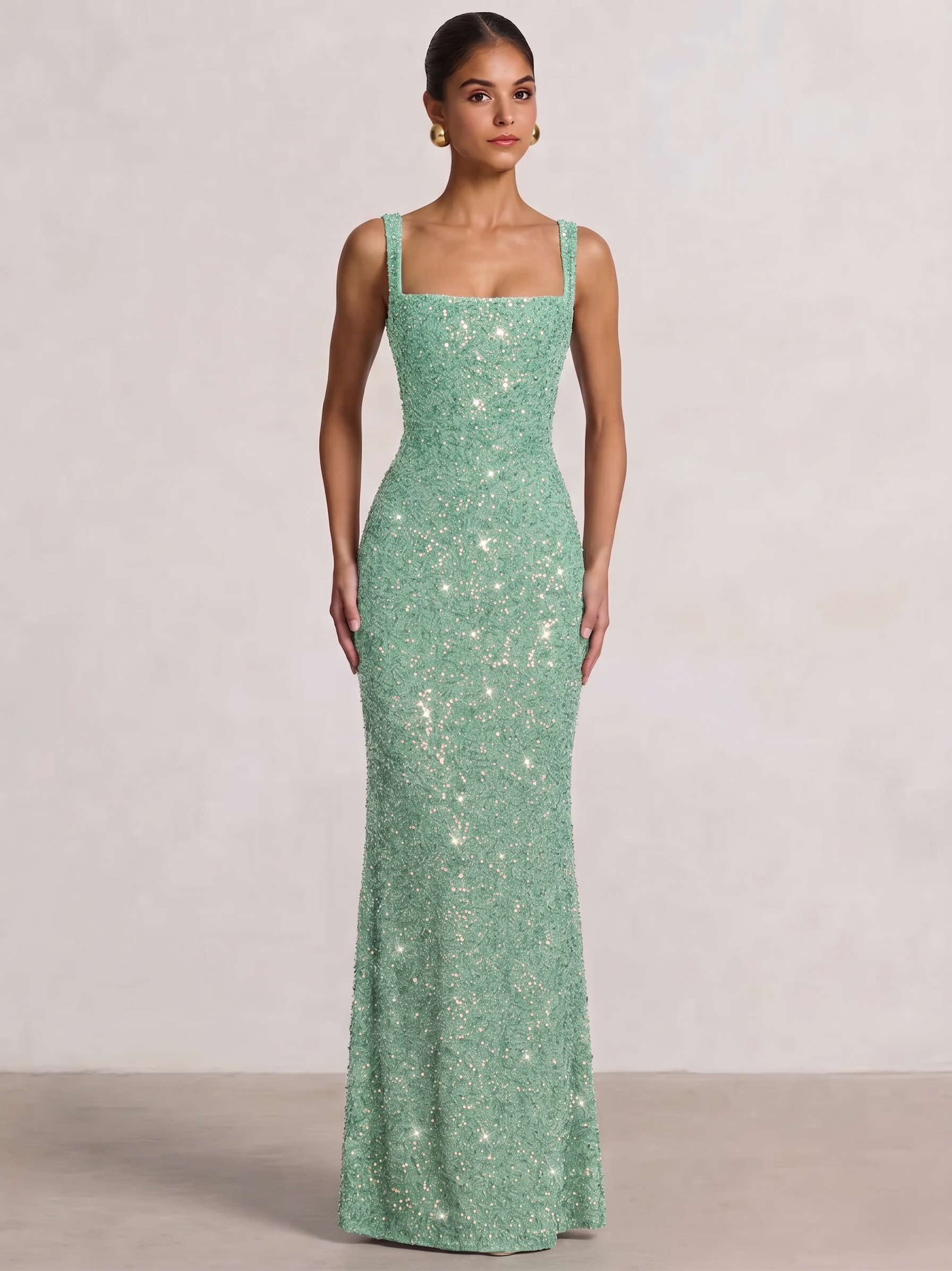 Mermaid Beaded Sequin Prom Dress with Spaghetti Straps