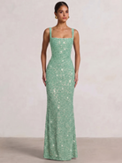 Mermaid Beaded Sequin Prom Dress with Spaghetti Straps
