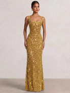Mermaid Beaded Sequin Prom Dress with Spaghetti Straps