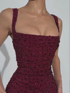 Mermaid Beaded Sequin Prom Dress with Spaghetti Straps