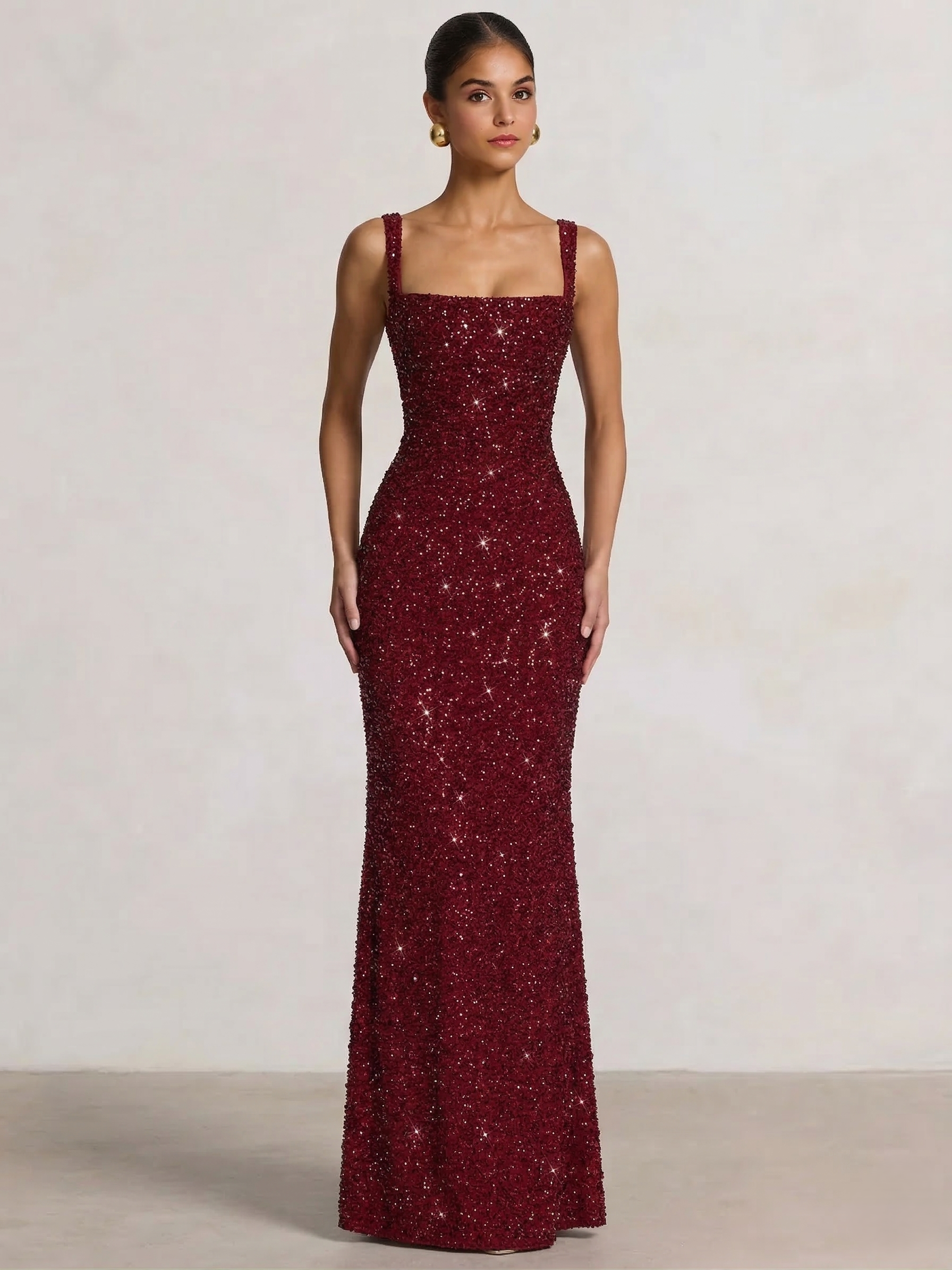 Mermaid Beaded Sequin Prom Dress with Spaghetti Straps