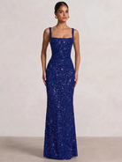 Mermaid Beaded Sequin Prom Dress with Spaghetti Straps