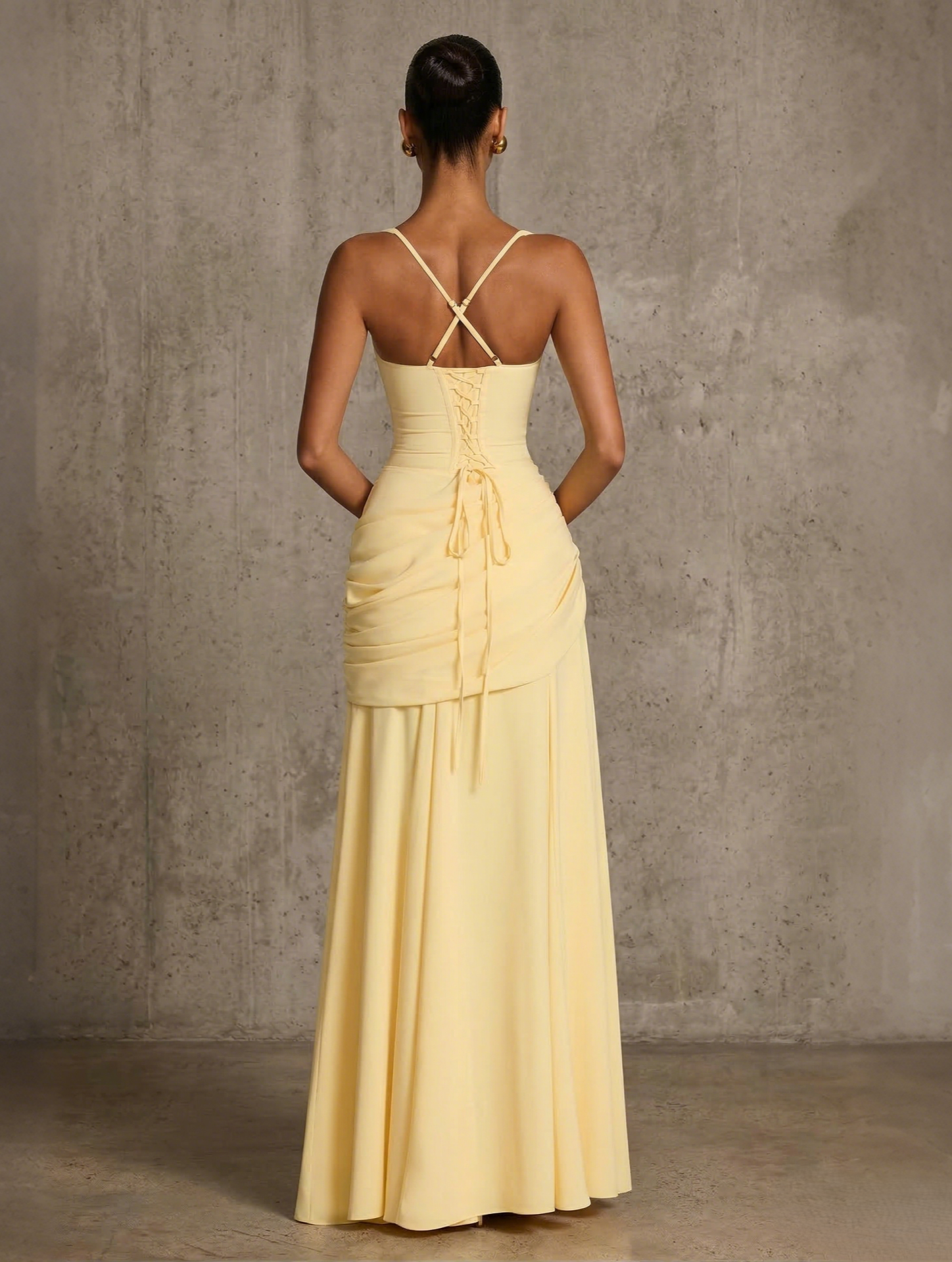 A-Line Ruched Chiffon Prom Dress with Spaghetti Straps