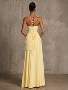 A-Line Ruched Chiffon Prom Dress with Spaghetti Straps